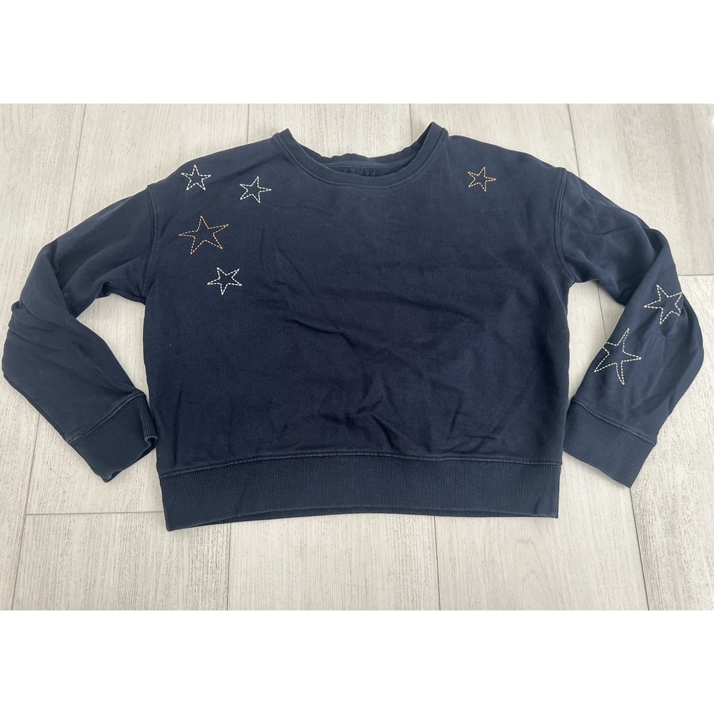 Pact Organic Cotton Sweatshirt Stars Sz‎ S Navy Blue